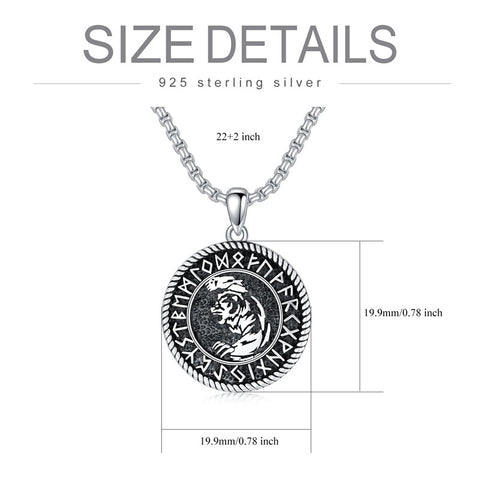 Sterling Silver Viking Dragon Eagle Wolf Animal Pendant Necklace for Men