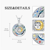 Sterling Silver Crystal Triple Moon Goddess Hamsa Hand Lotus Tree of Life Flower of Life Chakra Pendant Necklace
