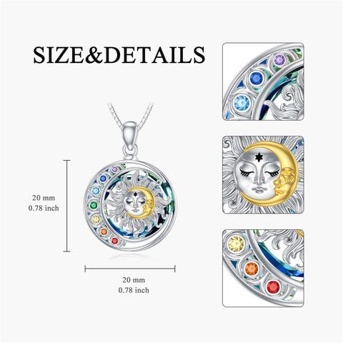 Sterling Silver Crystal Triple Moon Goddess Hamsa Hand Lotus Tree of Life Flower of Life Chakra Pendant Necklace