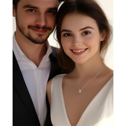 10K 14K 18K White Gold Heart Birthstone Rose Pendant Necklace Mothers Day Gift