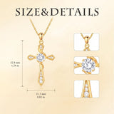 14K Gold Plated Birthstone Infinity  Cross Pendant NecklaceJewelry for Women