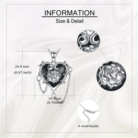 Sterling Silver Gothic Witches Heart Pendant Necklace