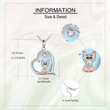 Sterling Silver  Heart Moonstone Yorkie Dog Pendant Engraved I Love You Forever
