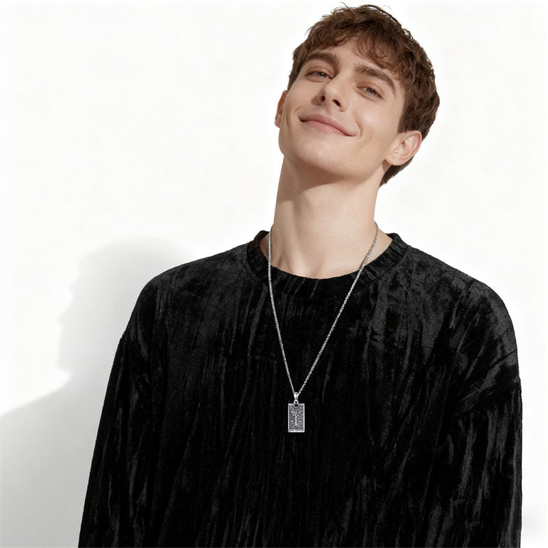 Sterling Silver Obsidian Lover Justice Cat Sun Moon Tarot Card Pendant Necklace