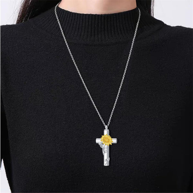 Cross Urn Necklace for Ashes 925 Sterling Silver Cross Cremation Necklaces Memorial Keepsake Cross Jewelry Pendant for Women Men