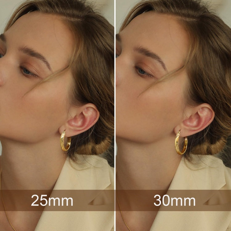 14K Gold Plated  Large Thick Hoop Earrings for Women
