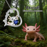 Sterling Silver Birthstone Axolotl Pendant Necklace Jewelry Gifts for Women