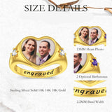 10K 14K 18K Gold Heart Personalized Photo&Engraved Ring