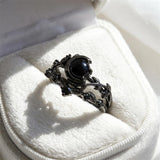 Sterling Silver 10K  14K  18K Gold 1CT-4CT Black Onyx Engagement Ring Gothic Wedding Promise Ring
