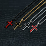 Mens Stainless Steel Cross Pendant Necklace Flower Basket Chain