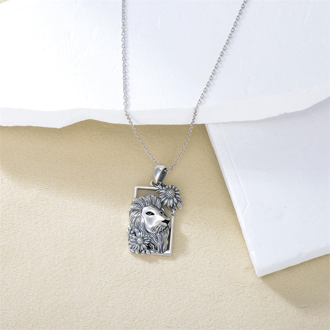 Lion Necklace 925 Sterling Silverl Pendant Animal Jewelry for Women Girls Daughter Mom Birthday Gifts