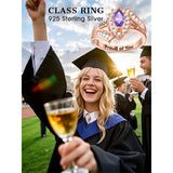 Sterling Silver 10K 14K 18K Gold Personalized Engraving Birthstone Class Ring for High School and College Graduates
