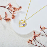 10K 14K 18K Gold Heart Birthstone Personalized Engraved Stethoscope Pendant Necklace