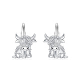 10K 14K 18K Solid Gold Highland Cow Leverback Earrings