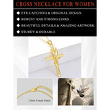 14K Gold Plated Cross Pendant Necklace for Women