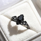 Sterling Silver 10K  14K  18K Gold 1CT-4CT Black Onyx Engagement Ring Gothic Wedding Promise Ring