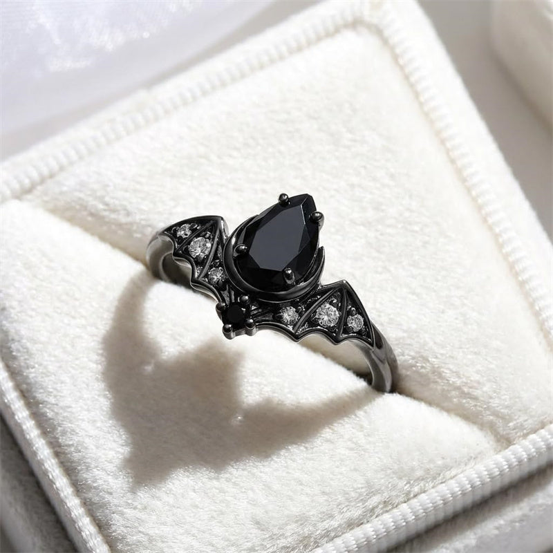 Sterling Silver 10K  14K  18K Gold 1CT-4CT Black Onyx Engagement Ring Gothic Wedding Promise Ring