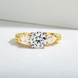 Sterling Silver 3 Stone 3CT/5CT Moissanite Engagement Ring Promise Anniversary Ring for Women