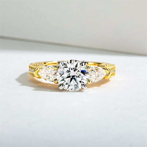 Sterling Silver 3 Stone 3CT/5CT Moissanite Engagement Ring Promise Anniversary Ring for Women