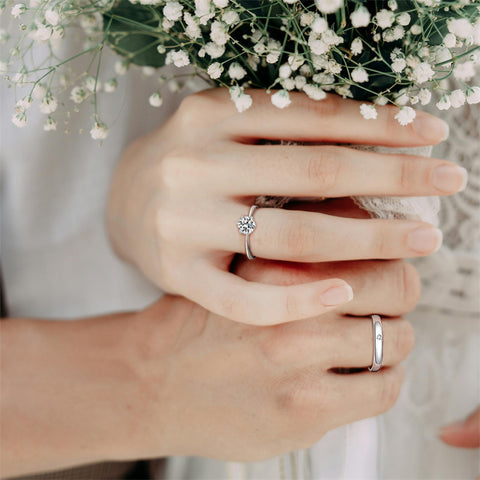 Copper Cubic Zirconia Cubic Adjustable Matching Couple Rings