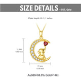 14K Gold Garnet Moissanite Elephant Moon Pendant Necklace