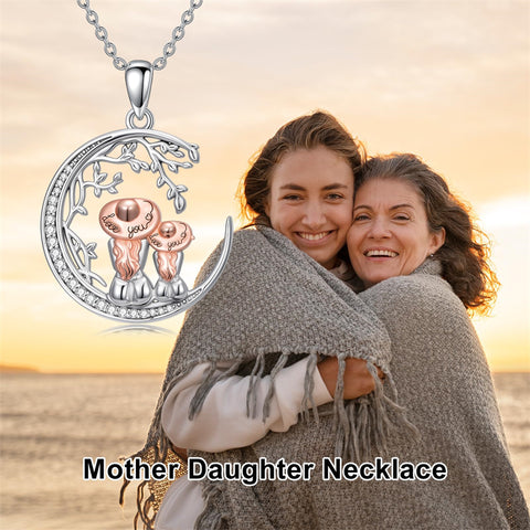Sterling Silver Mother Daughter Father Daughter Sister Pendant Necklace Family Jewelry for Christmas Mother's Day
