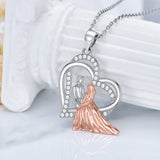 Sterling Silver Father Mother Pendant Necklace
