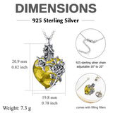 Sterling Silver Heart TearDangle Crystal Rose Cremation Urn Necklace for Ashes