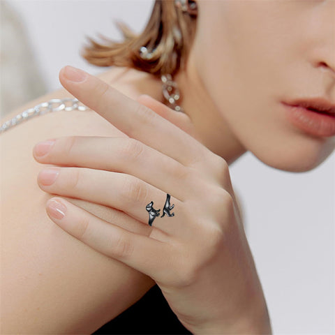 Sterling Silver  Dachshund Dog Adjustable Ring Gifts for Women Dog Lovers