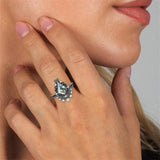 Sterling Silver 10K 14K 18K Gold Vintage Nature Moss Agate Engagement Ring Sets for Women