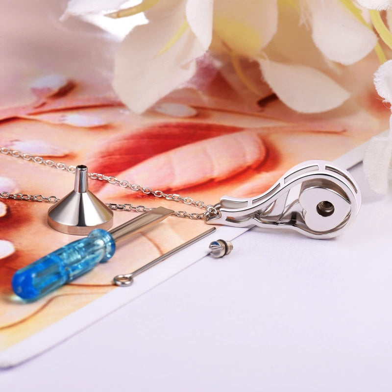 Sterling Silver Heart Shape Tear Dangle Urn Necklace for Ashes