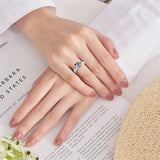 Sterling Silver Square Shaped Personalized Birthstone Engraved Photo Ring