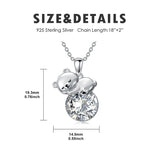 Sterling Silver Cubic Zirconia Teddy Bear Pendant Necklace Christmas Gifts for Women