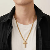 14K Gold Plated Soccer Football Basketball Baseball Cross  with Bible Verses Religious Pendant Necklace for Men