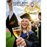 Sterling Silver 10K 14K 18K Gold Personalized Engraving Birthstone Class Ring for High School and College Graduates