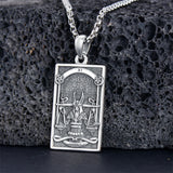 Sterling Silve Sun Moon Star Strength Lovers Death Devil Fool Tarot Card Pendant Necklace