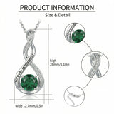 14K Gold Plated 12 Month Birthstone Infinity Twisted Pendant Necklace Mother's Day Christmas Anniversary Birthday Gift