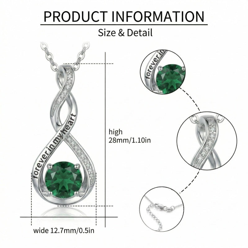 14K Gold Plated 12 Month Birthstone Infinity Twisted Pendant Necklace Mother's Day Christmas Anniversary Birthday Gift