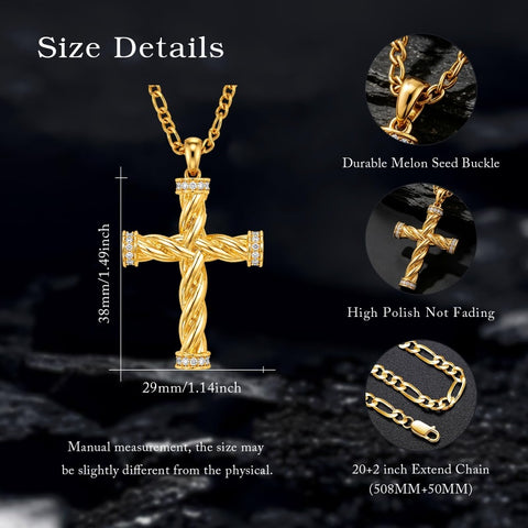 14K Gold  Plated Cross Necklace Simple Religious Jewelry Gift