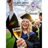Sterling Silver 10K 14K 18K Gold Personalized Engraving Birthstone Class Ring for High School and College Graduates