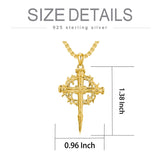 Sterling Silver Nail Cross Pendant Necklace for Men