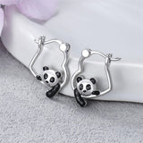 Sterling Silver Fox Frog Leopard Peacock Puppy Animal Hug Hoop Earrings