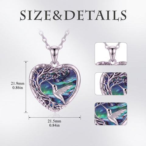 Sterling Silver Tree of Life Heart Shaped Horse Cat Dragonfly Butterfly Hummingbird Pendant Necklace