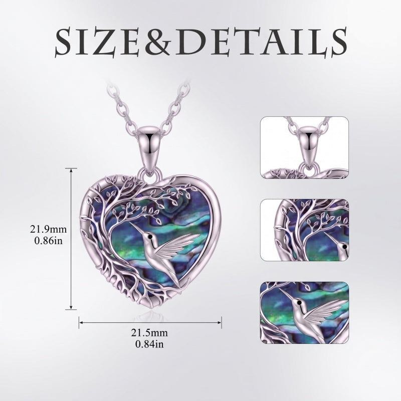 Sterling Silver Tree of Life Heart Shaped Horse Cat Dragonfly Butterfly Hummingbird Pendant Necklace