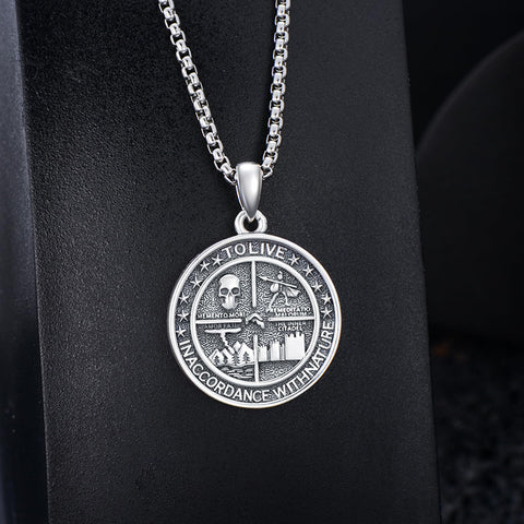 Sterling Silver Memento Mori Pendant Necklace