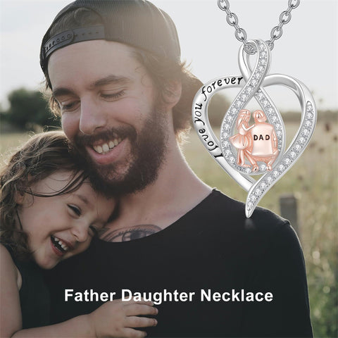 Sterling Silver Father-Daughter Pendant Necklace With Engraved