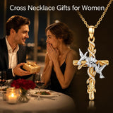 14K Gold Plated Cross Pendant Necklace Faith Jewelry Gift for Women