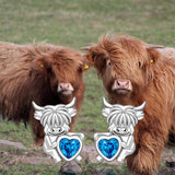 Cow Earrings Highland Cow Stud for Women Sterling Silver Scottish Western Farm Animal Lover Gifts Jewelry