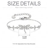 Sterling Silver Dragonfly Butterfly Cardinal Hummingbird Jesus Fish Lotus Daisy Sunflower Rose Faith Cross Bracelet