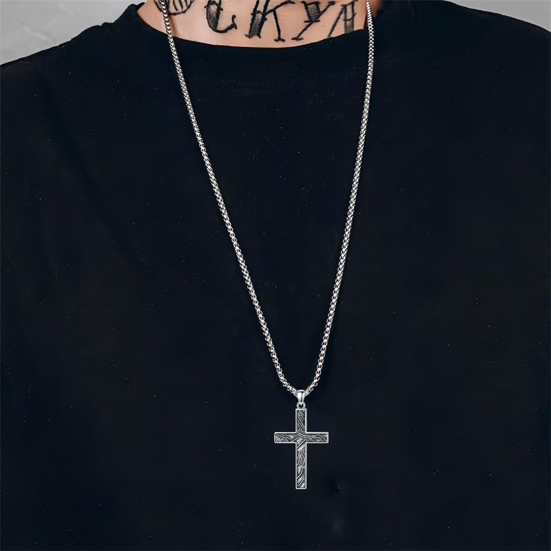 Sterling Silver Cross Religious Necklace for Men